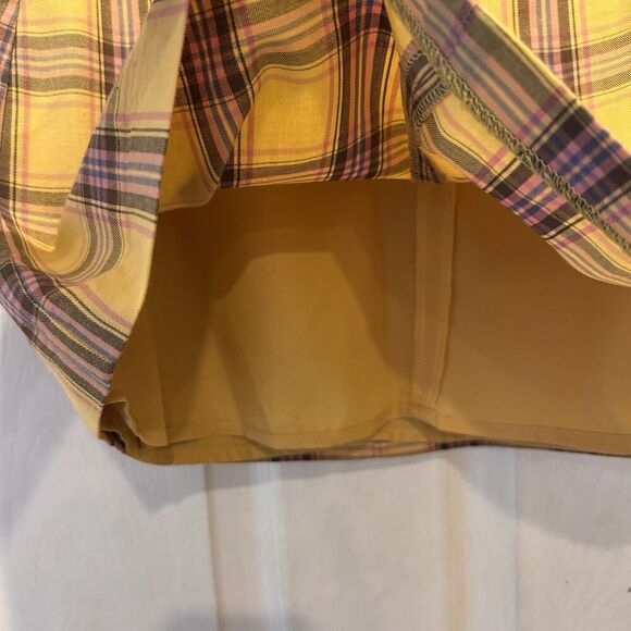 BB Dakota Mini Skirt Yellow Pink Plaid‎ Lined size 4 NWT Festival Y2k Whimsygoth - Picture 3 of 8